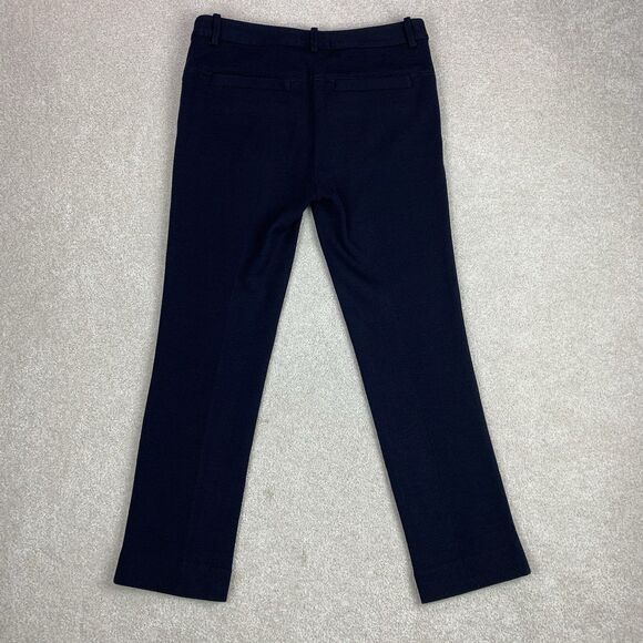 Tory Burch Beverly Navy Blue Wool Blend Knit Pleated Textured Pants 2 - Picture 5 of 14
